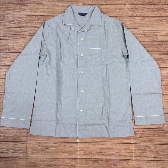 Mens Bonsoir London 100% Cotton Gray Pajama Set With White Piping - Picture 2 of 16